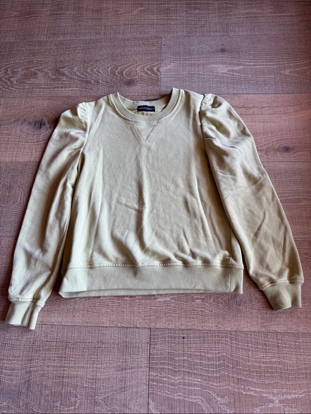 Cynthia Rowley Light celery Green Puff-Sleeve Sweatshirt M NWOT